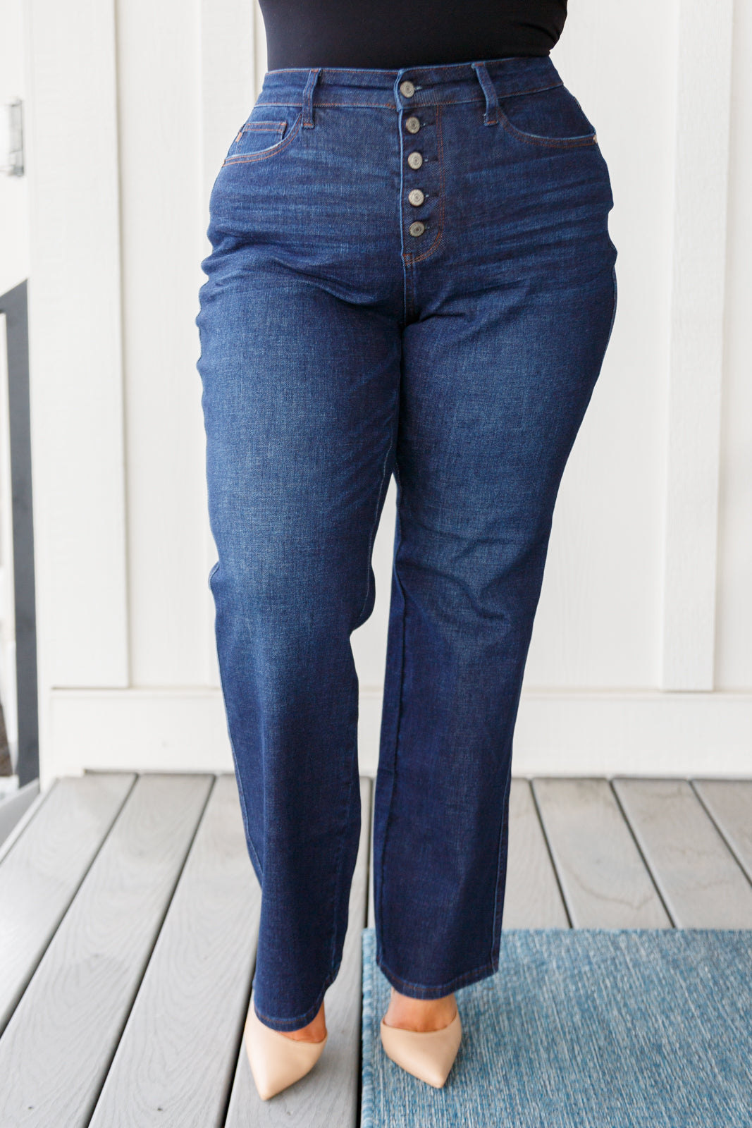 Judy Blue Arlo High Rise Button-Fly Straight Jeans - Style #88598