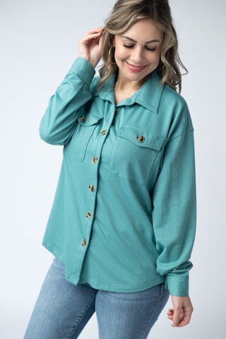 Teal Button Down Top