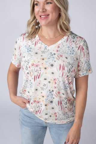 Wildflower Gardens Relaxed Fit V-Neck Top