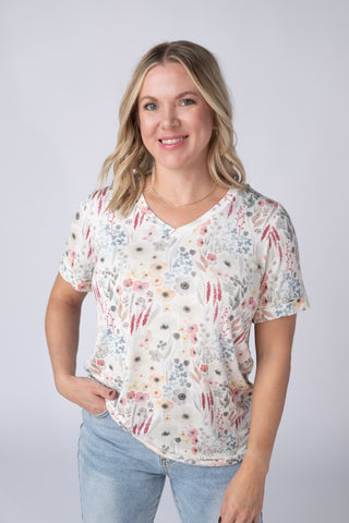 Wildflower Gardens Relaxed Fit V-Neck Top