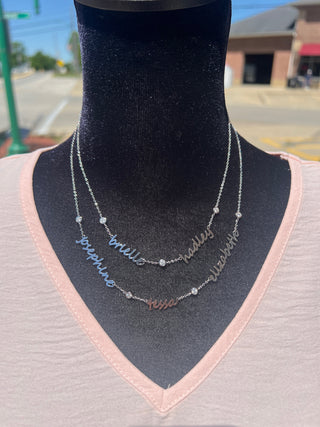 *Pre-Order* Guardian Multiple Name Necklace with Crystals - Water Resistant - Gold & Silver