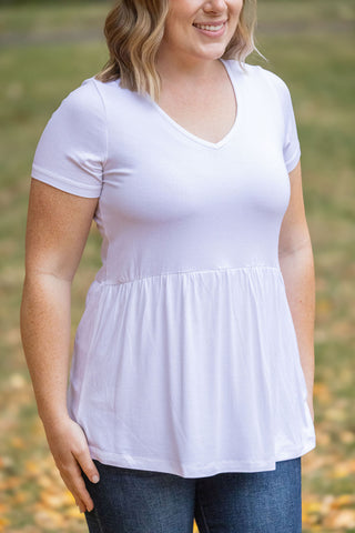 White V-Neck Babydoll Top