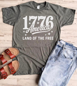 *Pre-Order* 1776 America Land of the Free Graphic Tee - THREE COLOR OPTIONS!