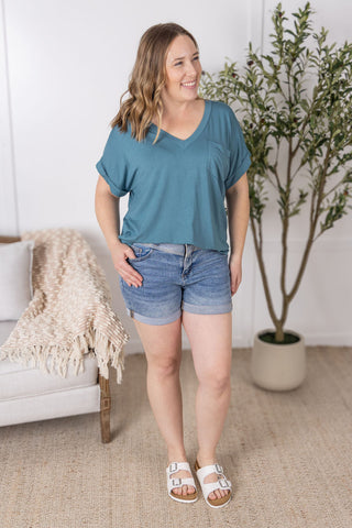 Light Teal Slouchy Boyfriend Top