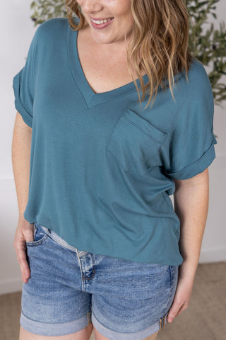 Light Teal Slouchy Boyfriend Top