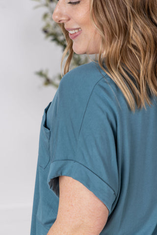 Light Teal Slouchy Boyfriend Top