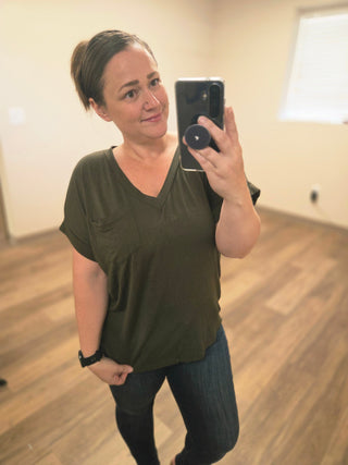 Olive Slouchy Boyfriend V-Neck
