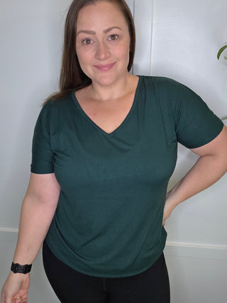 Hunter Green V-Neck Top