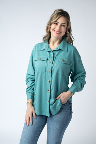 Teal Button Down Top