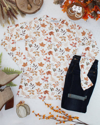 Harvest Leaves Long Sleeve Top w/ Thumbholes