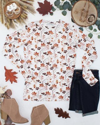 Fall Foliage Long Sleeve Top w/ Thumbholes