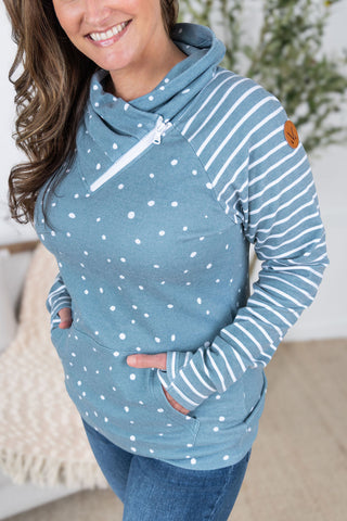 Teal Dots & Stripes ZipCowl Sweatshirt