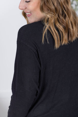 Black Ribbed Pullover