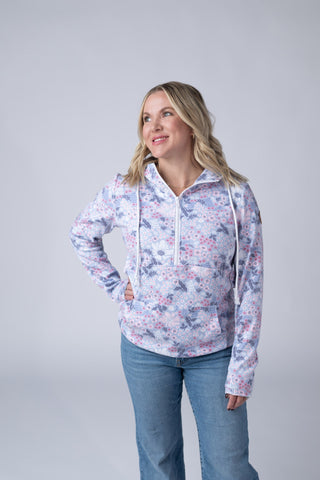 Ditsy Blush Floral Half Zip Hoodie