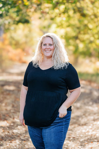 Black V-Neck Babydoll Top