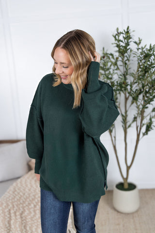 Hunter Green Mock Neck Sweater