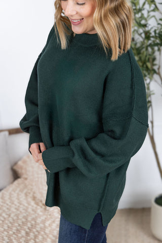 Hunter Green Mock Neck Sweater