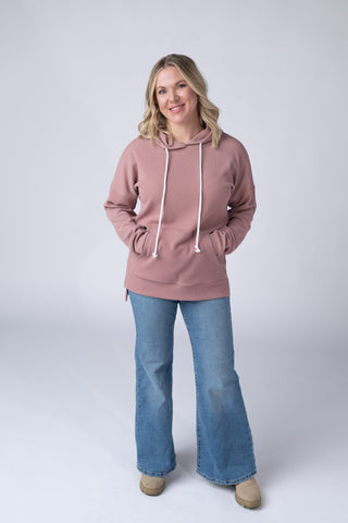 Rose Ribbed Hoodie