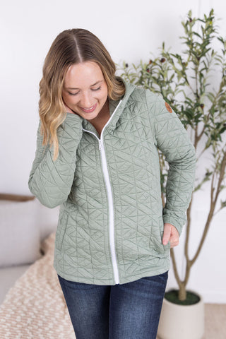 Sage Geometric Full Zip Hoodie