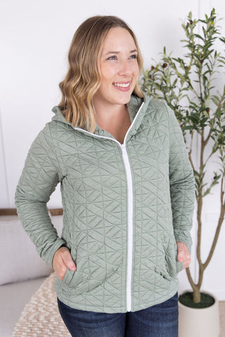 Sage Geometric Full Zip Hoodie