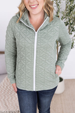 Sage Geometric Full Zip Hoodie