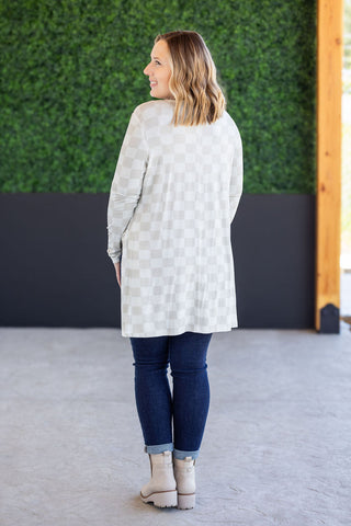 Neutral Checkers Classic Open Cardigan