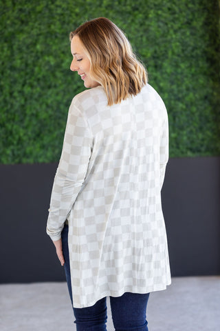 Neutral Checkers Classic Open Cardigan