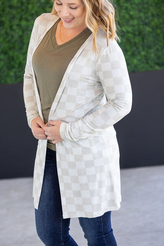 Neutral Checkers Classic Open Cardigan
