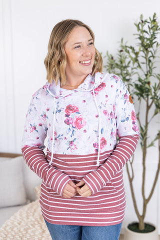 Pink Bloom and Stripes Hoodie