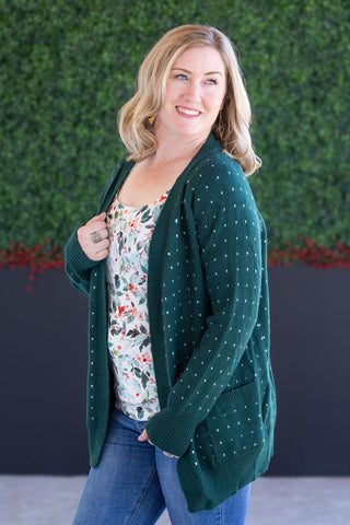 Forest Green Dot Cardigan