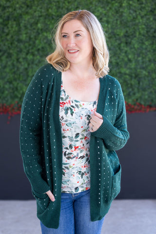 Forest Green Dot Cardigan