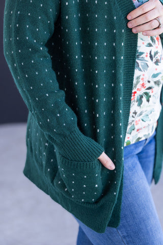 Forest Green Dot Cardigan