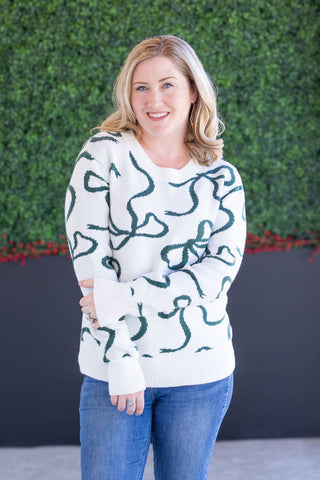 *Christmas Pre-Order Day 5* Hunter Green Ribbons Sweater