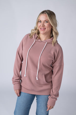 Rose Ribbed Hoodie