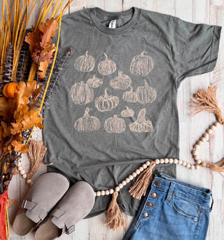 *Pre-Order* Hand-Drawn Pumpkin Tee - THREE Colors