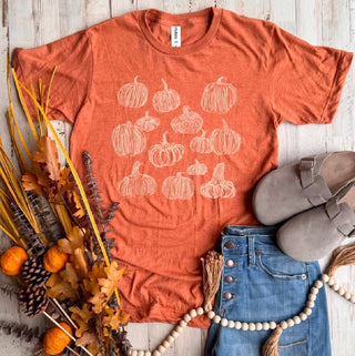 *Pre-Order* Hand-Drawn Pumpkin Tee - THREE Colors