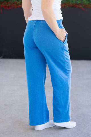 Winter Blue Wide Leg Vintage Wash Bottoms