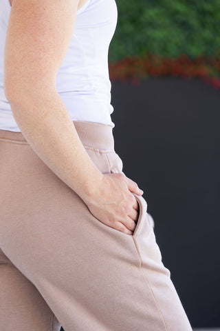 Tan Wide Leg Vintage Wash Bottoms