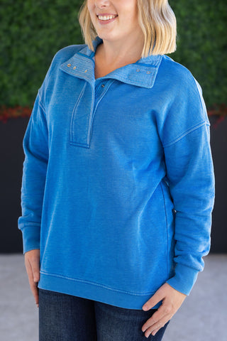 Winter Blue Vintage Wash Snap Pullover