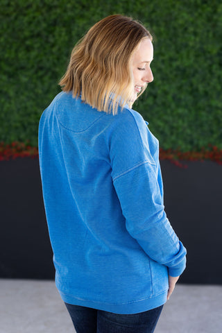 Winter Blue Vintage Wash Snap Pullover