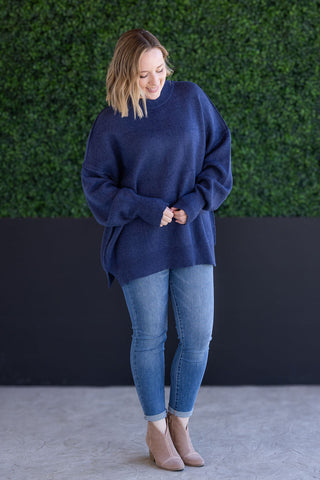 Navy Mock Neck Sweater