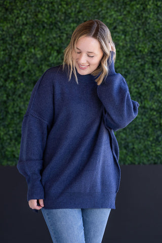 Navy Mock Neck Sweater