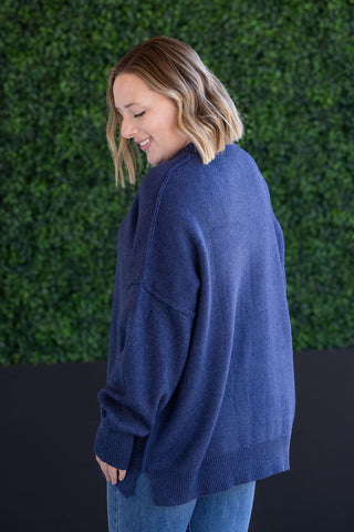Navy Mock Neck Sweater