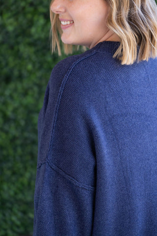 Navy Mock Neck Sweater