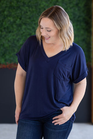 Navy Slouchy Boyfriend V-Neck