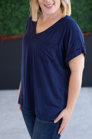 Navy Slouchy Boyfriend V-Neck
