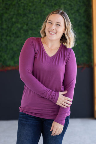 Mulberry Long Sleeve V-Neck Top