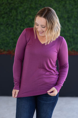 Mulberry Long Sleeve V-Neck Top