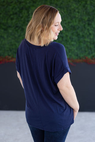 Navy Slouchy Boyfriend V-Neck