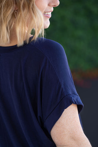 Navy Slouchy Boyfriend V-Neck